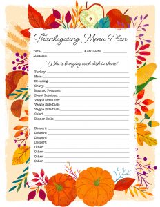 thanksgiving menu plan