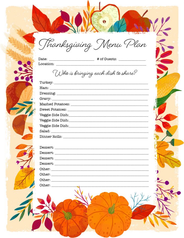 thanksgiving menu plan